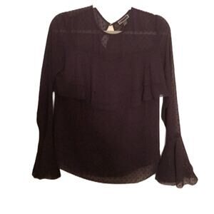 Chelsea28 ruffled polka dot purple top size S